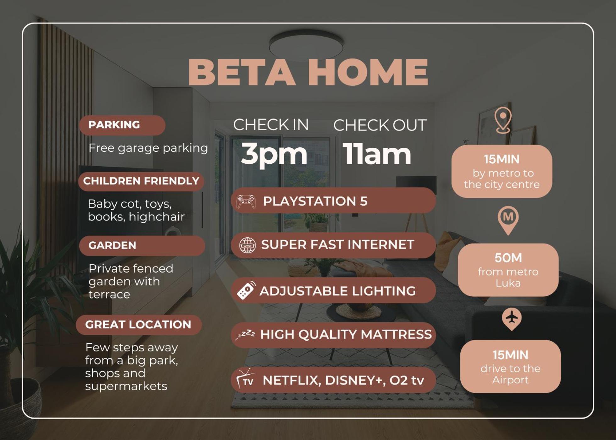 Beta Home - Garage, Air Condition, Garden, At Metro プラハ エクステリア 写真